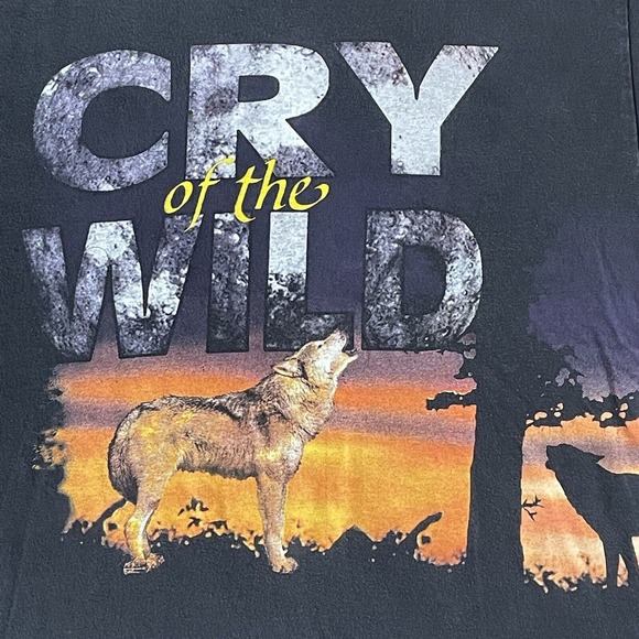 Vintage 90s Wolf Nature Wrap Around Shirt Cry‎ of the Wild Size Large - Picture 2 of 6